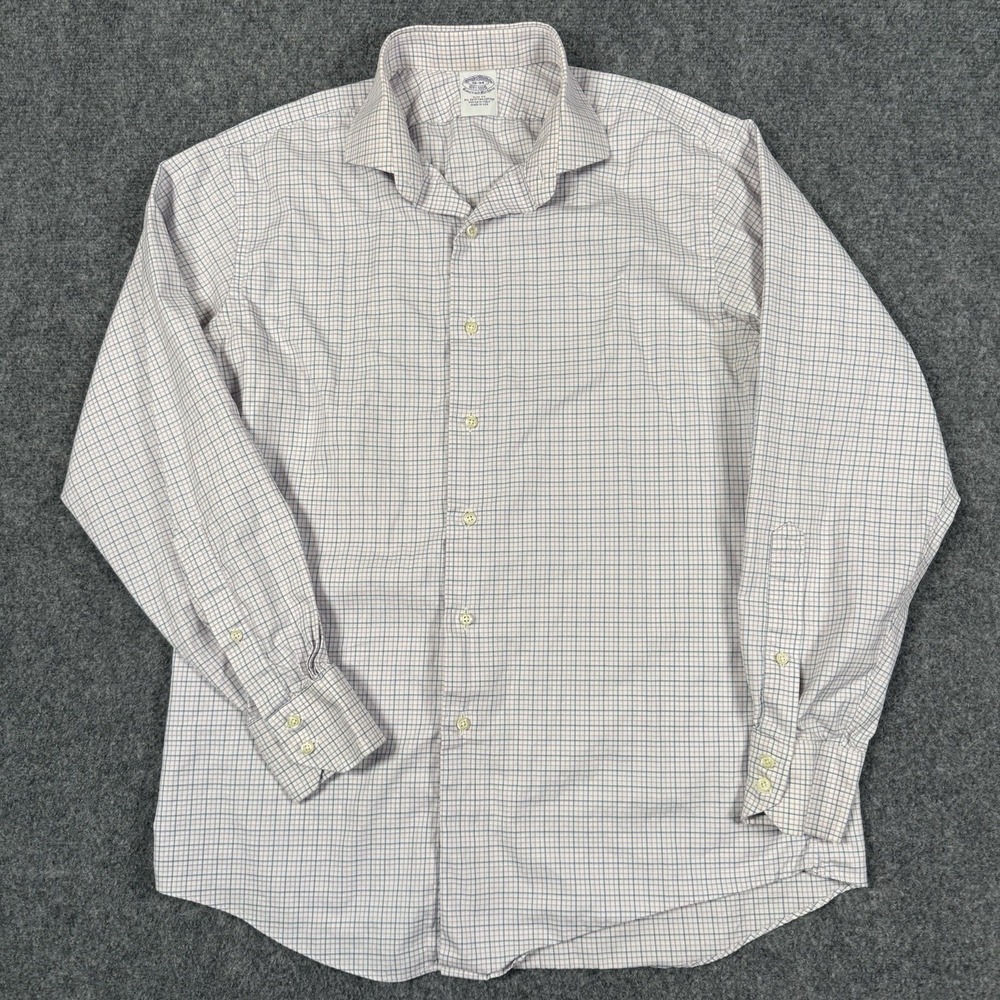 Brooks Brothers Mens 16-34 Slim Fit Egyptian Cotton Plaid Dress Shirt USA